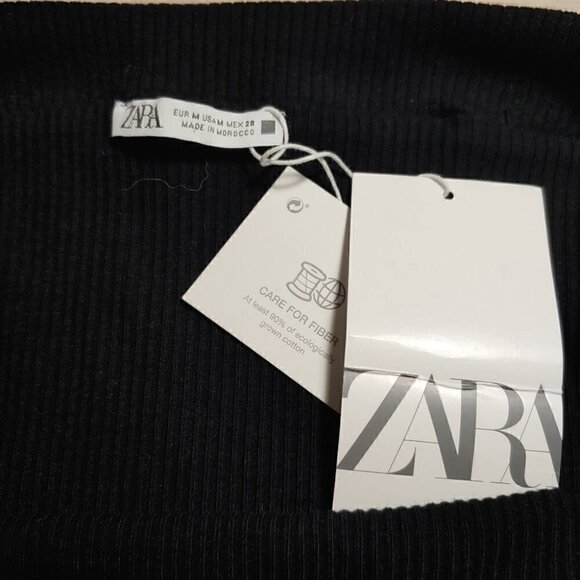 NWT ZARA Black off-shoulder ribbed crop top - Picture 8 of 9